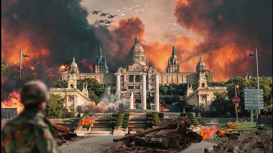 "Barcelona en guerra" MattePainting